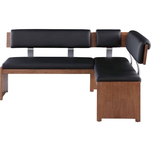 Emma Dining Nook in Black Leatherette & Walnut Veneer